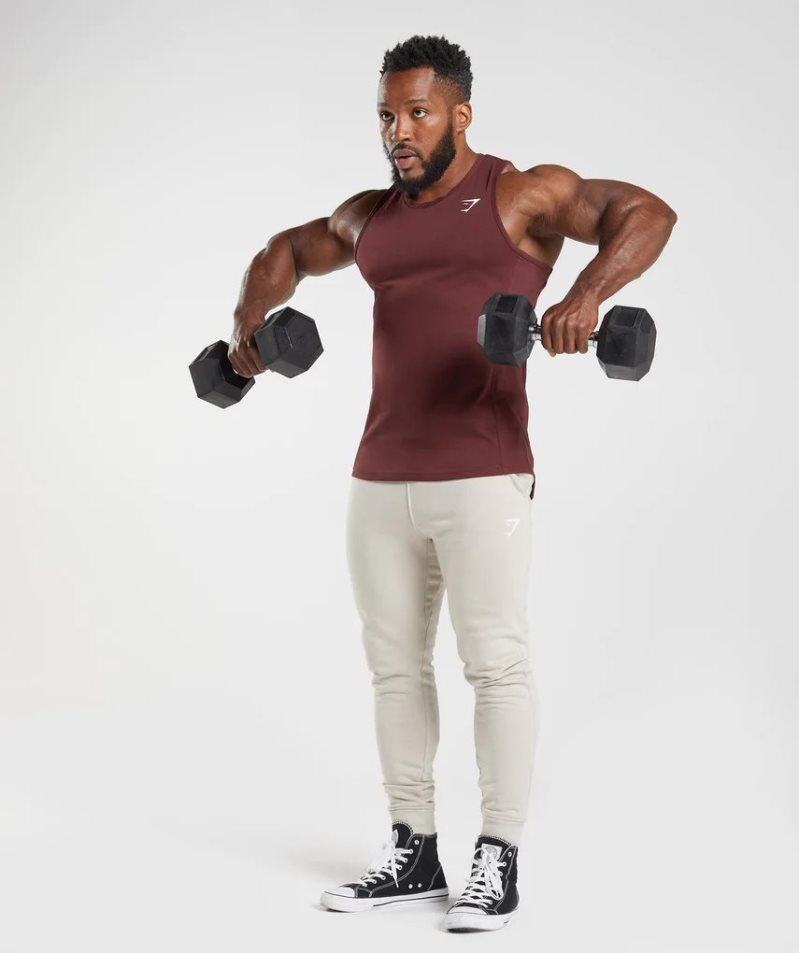 Men's Gymshark React Tanks Burgundy | CA D01573